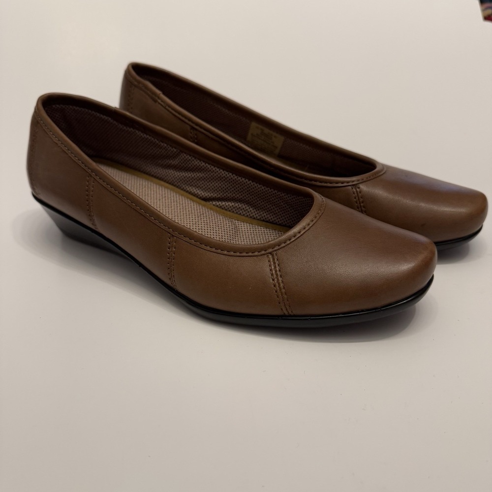 Brown Leather Eastland Hannah 3154-04 Women's Sz‎ 9 Soft Leather Ballet Wedge - Picture 2 of 10